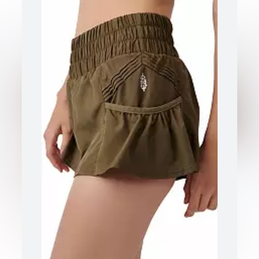 {NWOT Free People Movement High Rise Get Your Flirt On Shorts Dark Olive Size XS